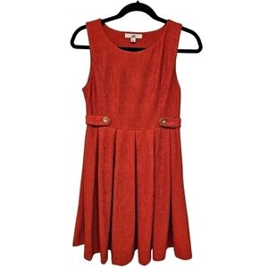 Ya Los Angeles burnt orange, knit dress, fit and flare, sleeveless